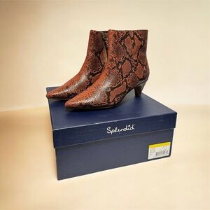 Splendid Nettie Snake Print Ankle Booties Size 5 Brown Orange Leather